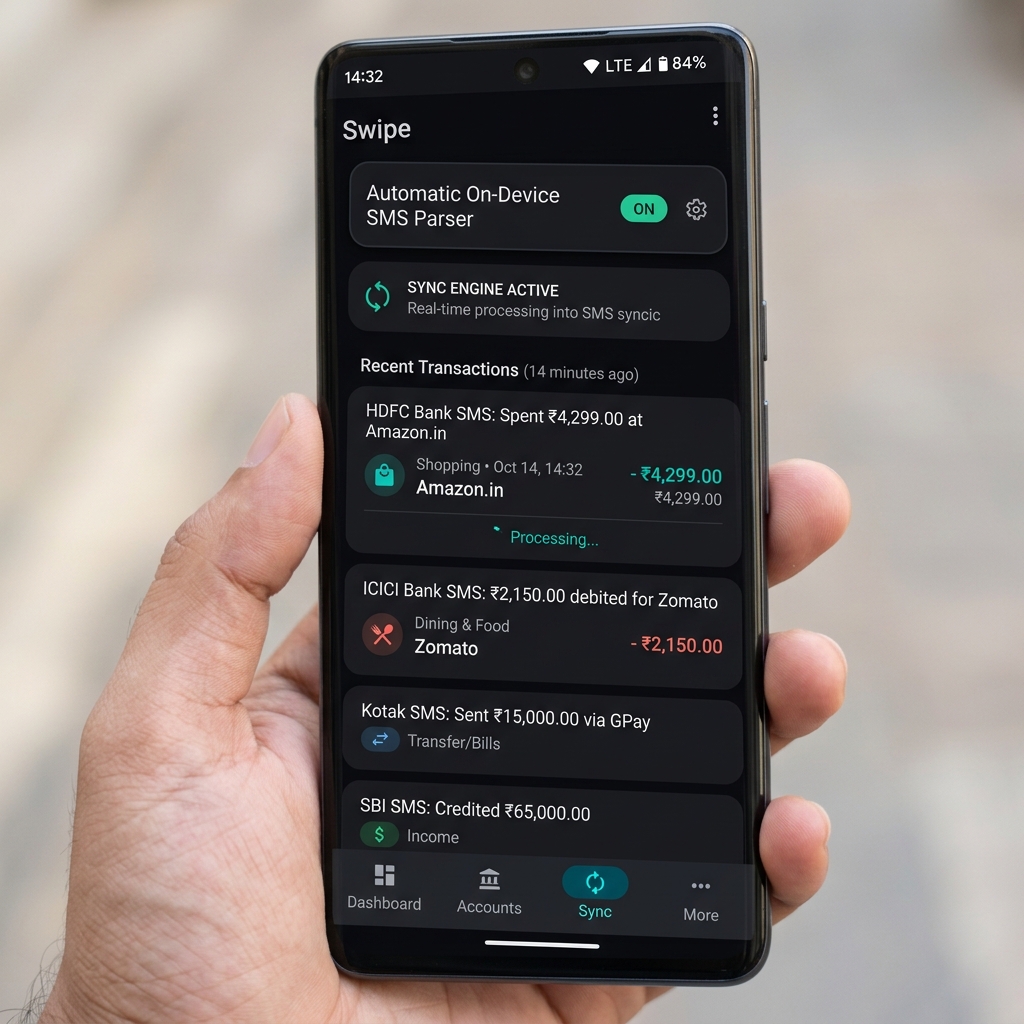 Automatic SMS Syncing Interface in Swipe App